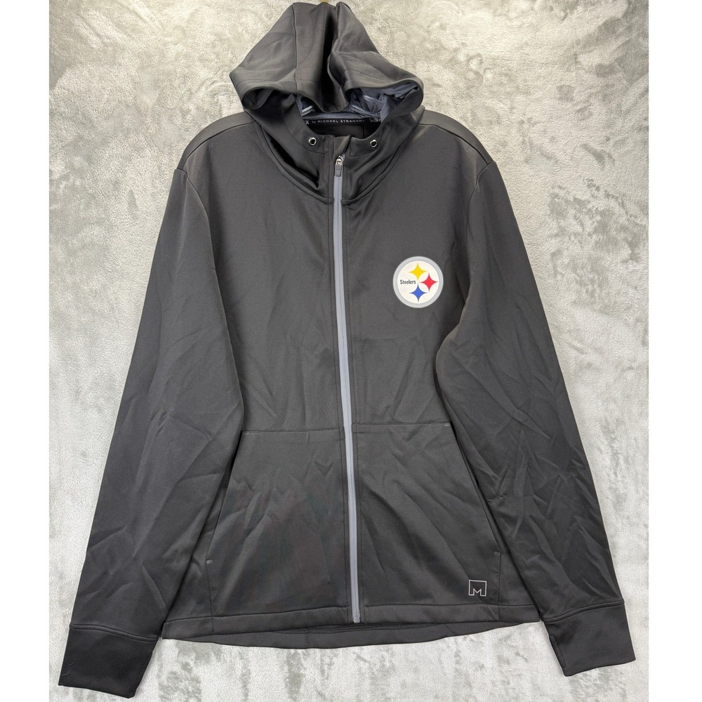 MSX by Michael Strahan Pittsburgh Steelers NFL Full Zip Hoodie Mens Medium Black